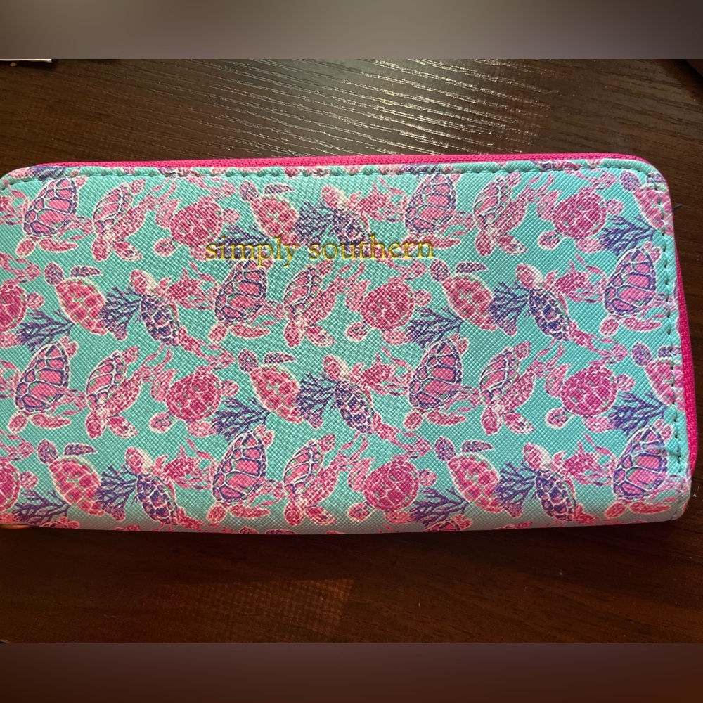 Simply Southern Pink and Teal Turtle Wallet